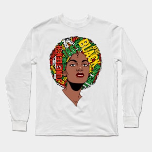 Black Woman Juneteenth 1865 Freedom Afro African American Long Sleeve T-Shirt